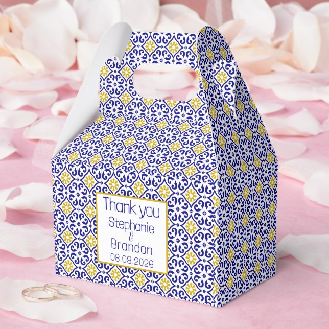 Portugisiska Tiles Blue Mediterranean Bröllop Presentaskar (Bröllop)