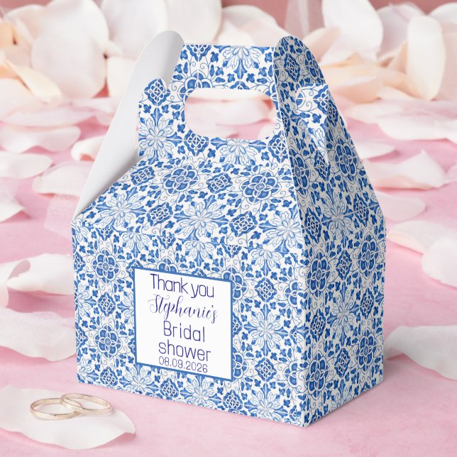 Portugisiska Tiles Blue Mediterranean Möhippa Presentaskar (Bröllop)