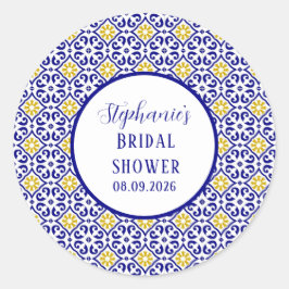 Portugisiska Tiles Blue Mediterranean Möhippa Runt Klistermärke