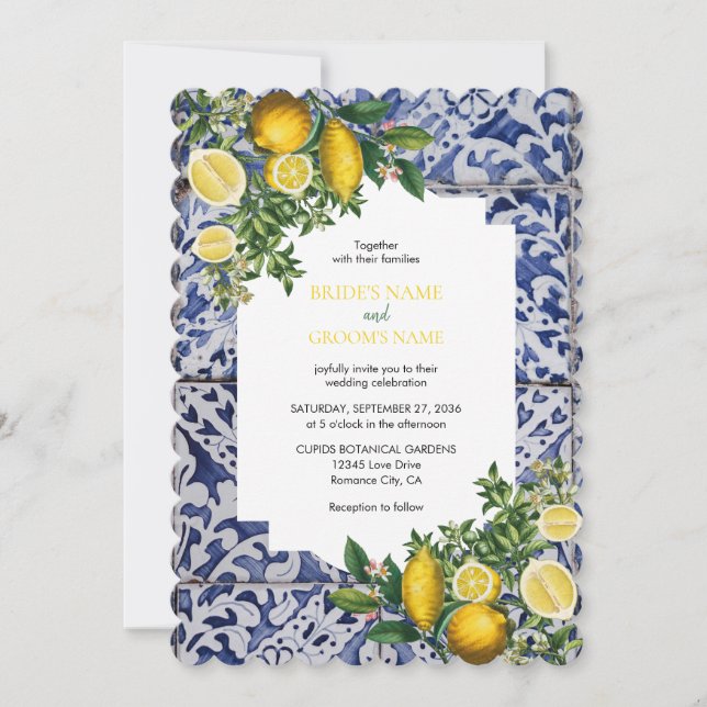 Portugisiska Tiles Bröllop Inbjudningar (Framsida)