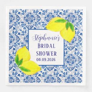 Portugisiska Tiles Lemon Mediterranean Möhippa Pappersservett