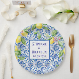 Portugisiska Tiles Lemons Mediterranean Bröllop