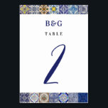Portugisiska Tiles Mönster Bröllop Bordsnummer<br><div class="desc">En modern men rustik utformning av portugisiska plattor i Medelhavsområdet mönster bröllop. Ett färgstarkt Medelhavstäcke som användor olika vintagar för att skapa en sommardesign i elegant bröllop. En charmerande portugisisk, italiensk och spansk har påverkat utformningen av Medelhavsrutor med hjälp av typiska manusbilder. En elegant portugisisk brickor tog bröllop bordsnummer kort...</div>