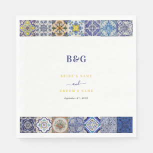 Portugisiska Tiles Mönster Bröllop Pappersservett