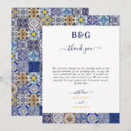 Portugisiska Tiles Mönster Bröllop Tack Kort