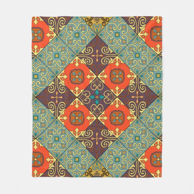 Portugisiska Tiles Talavera Stil Mönster Fleecefilt (Framsidan)