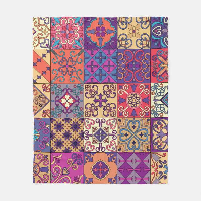 Portugisiska Tiles Talavera Stil Mönster Fleecefilt (Framsidan)
