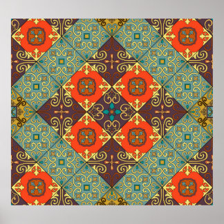 Portugisiska Tiles Talavera Stil Mönster Poster