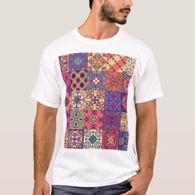 Portugisiska Tiles Talavera Stil Mönster T Shirt (Framsida)