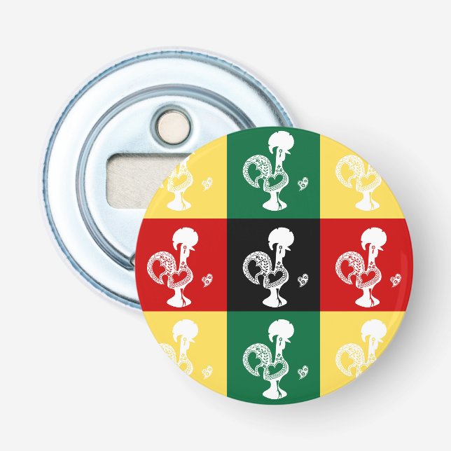 Portugisiska Tupp i den färglösa mönster Flasköppnare (Framsidan)