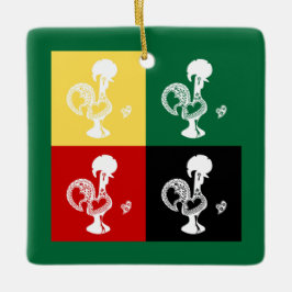 Portugisiska Tupp i den färglösa mönster Julgransprydnad Keramik