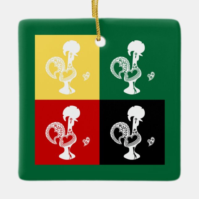 Portugisiska Tupp i den färglösa mönster Julgransprydnad Keramik (Framsida)