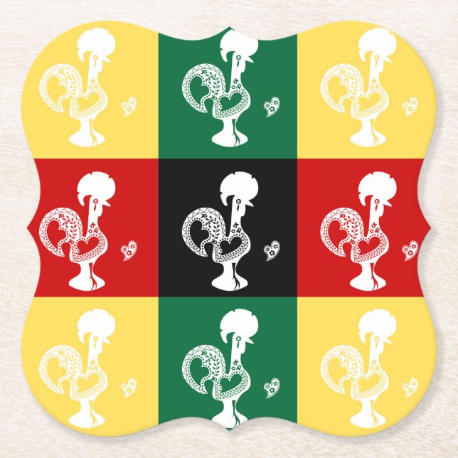 Portugisiska Tupp i den färglösa mönster Underlägg Papper (Framsida)