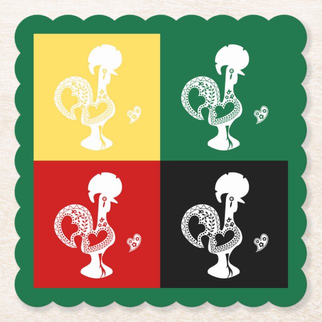 Portugisiska Tupp i den färglösa mönster Underlägg Papper (Framsida)