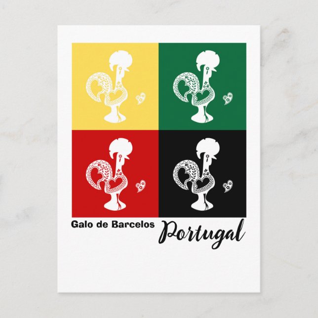 Portugisiska Tupp i den färglösa mönster Vykort (Framsida)