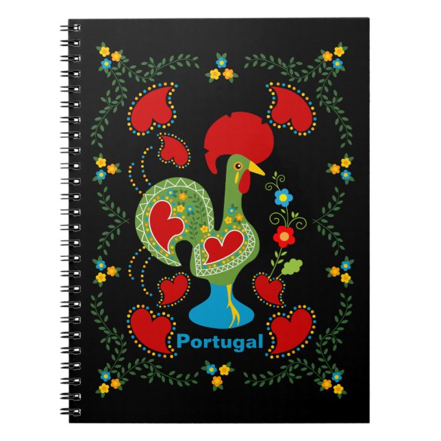 Portugisiska Tupp i Tur i grönt Anteckningsbok (Framsidan)