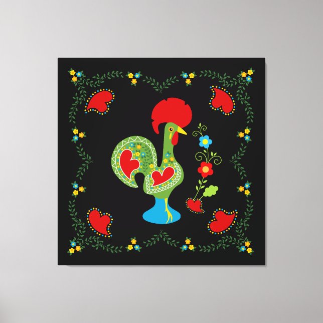 Portugisiska Tupp i Tur i grönt färg Canvastryck (Framsida)