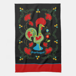 Portugisiska Tupp i Tur i grönt färg Kökshandduk