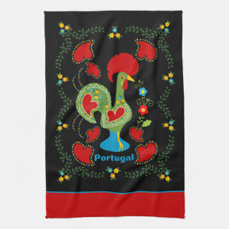 Portugisiska Tupp i Tur i grönt färg Kökshandduk