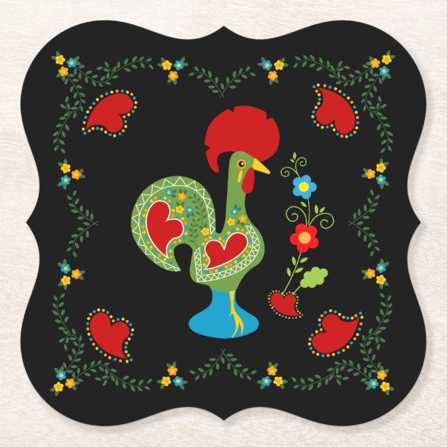 Portugisiska Tupp i Tur i grönt färg Underlägg Papper (Framsida)