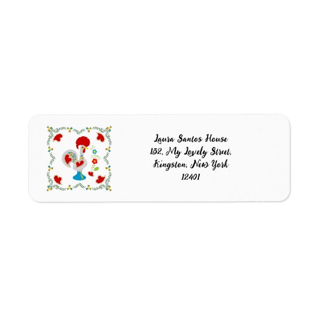 Portugisiska Tupp i Tur Returadress Etikett (Framsidan)