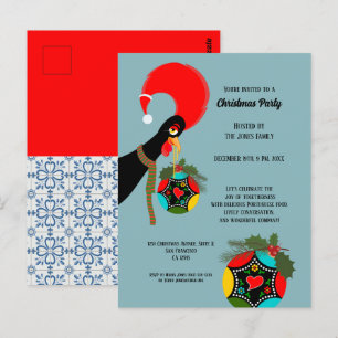 Portugisiska Tupp jul Bauble Party Vykort