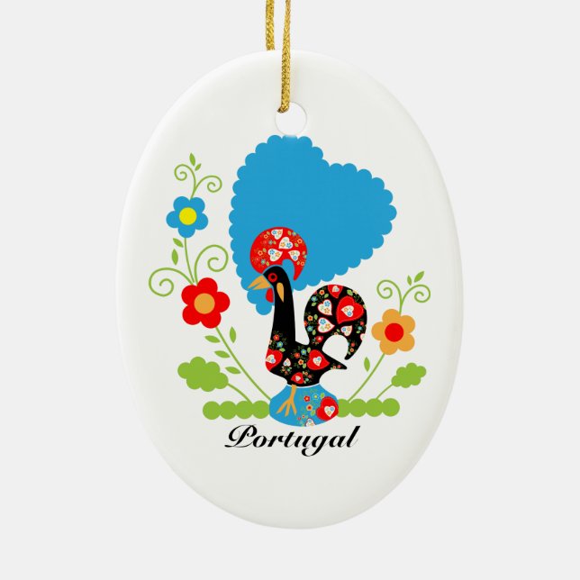 Portugisiska Tupp Julgransprydnad Keramik (Baksidan)
