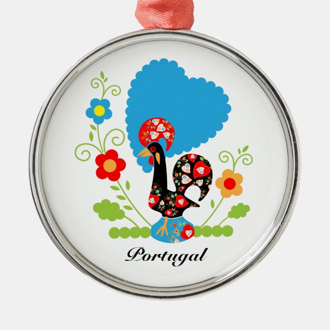 Portugisiska Tupp Julgransprydnad Metall (Framsidan)