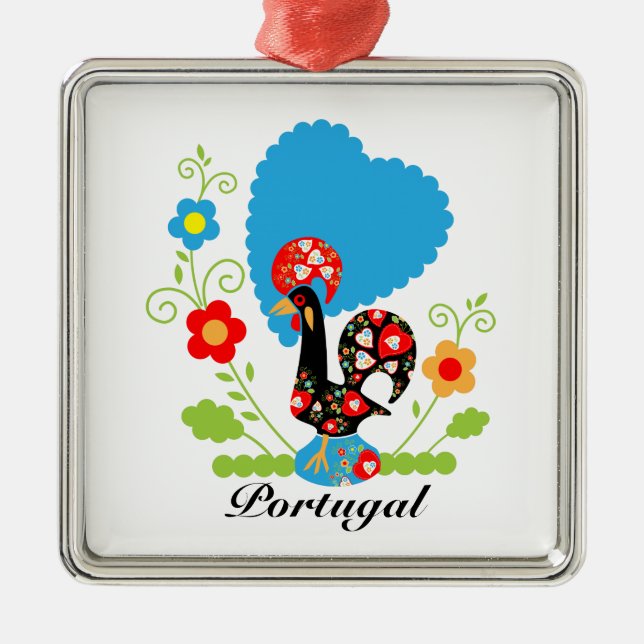 Portugisiska Tupp Julgransprydnad Metall (Framsidan)