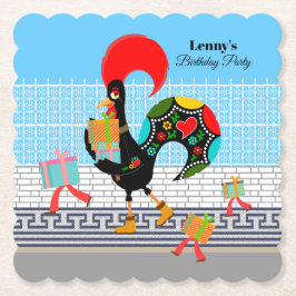 Portugisiska Tupp med gåvor 1:a födelsedagen Party Underlägg Papper