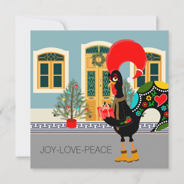 Portugisiska Tupp med Julklapp Kort (Framsida)