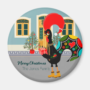 Portugisiska Tupp med Julklapp Magnet