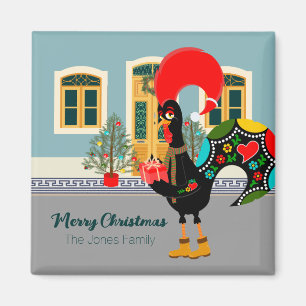 Portugisiska Tupp med Julklapp Magnet