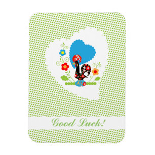Portugisiska Tupp med ljust grönt polka dots. Magnet