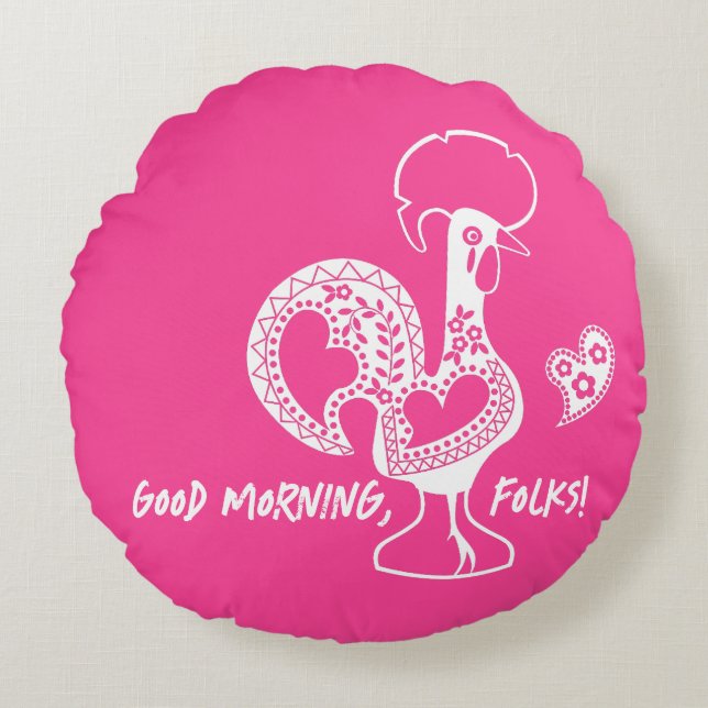 Portugisiska Tupp Modern Silhouette Rund Kudde (Framsidan)