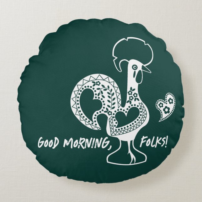 Portugisiska Tupp Modern Silhouette Rund Kudde (Framsidan)