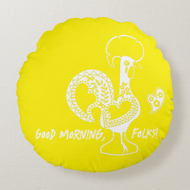 Portugisiska Tupp Modern Silhouette Rund Kudde (Framsidan)