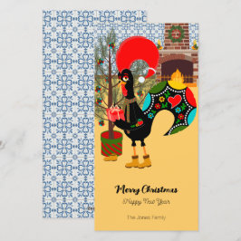 Portugisiska Tupp och glädjen över ge Julkort