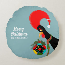 Portugisiska Tupp och grå julbalk Rund Kudde