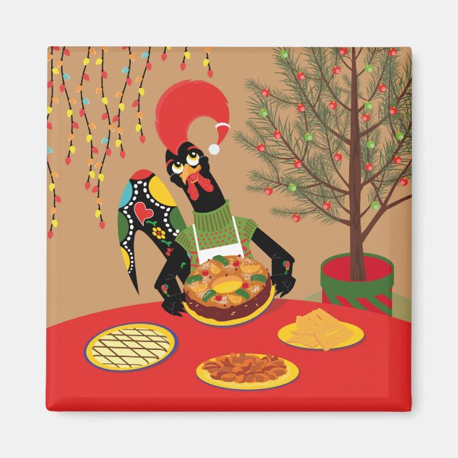 Portugisiska Tupp Sweet-julen Magnet (Framsidan)