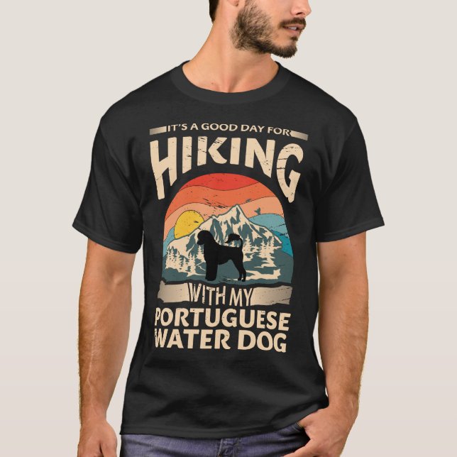 Portugisiska Vatten Hund Hiking T-Shirt (Framsida)