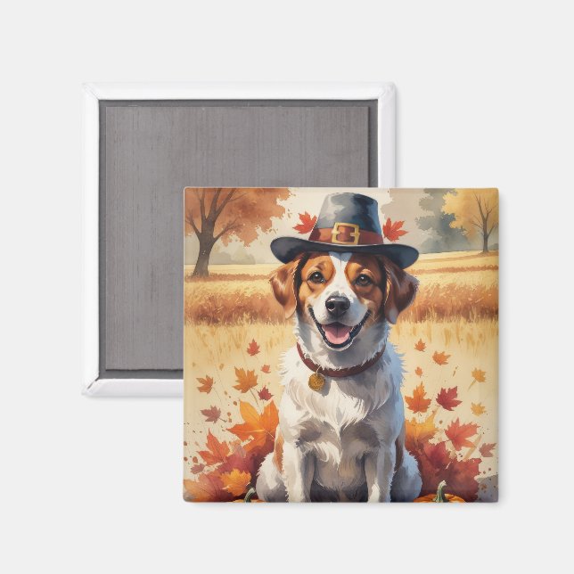 Portugisiska Vatten Hund i Höst löv Thanksgiving Magnet (Front/Back)