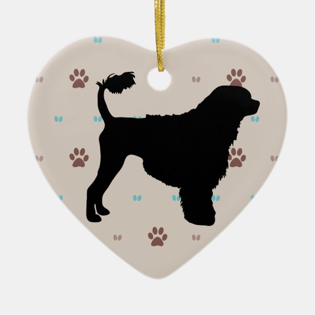 Portugisiska Vatten Hund Julgransprydnad Keramik (Framsidan)