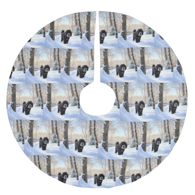 Portugisiska Vatten Hund Låt det snöa jul Julgransmatta Borstad Polyester (Framsidan)