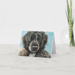 Portugisiska Vatten Hund Original Art Notecard Kort
