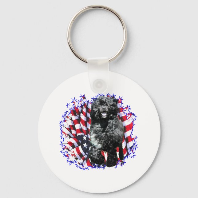 Portugisiska Vatten Hund Patriot Nyckelring (Framsida)