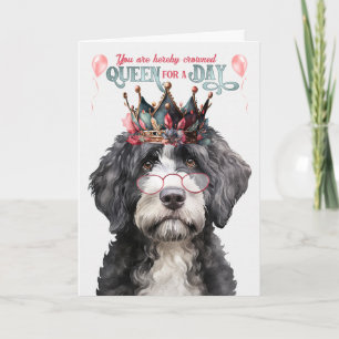 Portugisiska Vatten Hund Queen for Day Funny Birth Kort