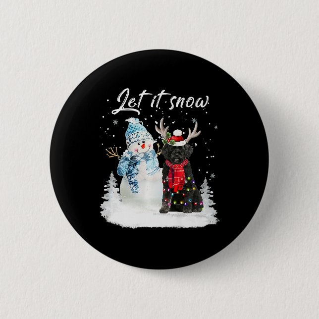 Portugisiska Vatten Hund Santa Hund jul Snögubbe X Knapp (Framsida)