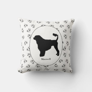 Portugisiska Vatten Hund Silhouette Black and Whit Kudde