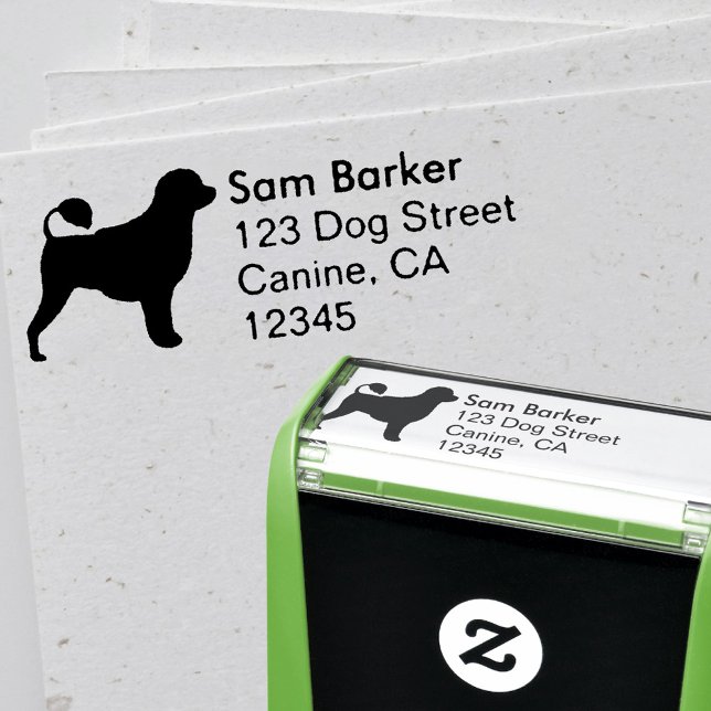 Portugisiska Vatten Hund Silhouette-Returadressen Självfärgande Stämpel (Skapare uppladdad)